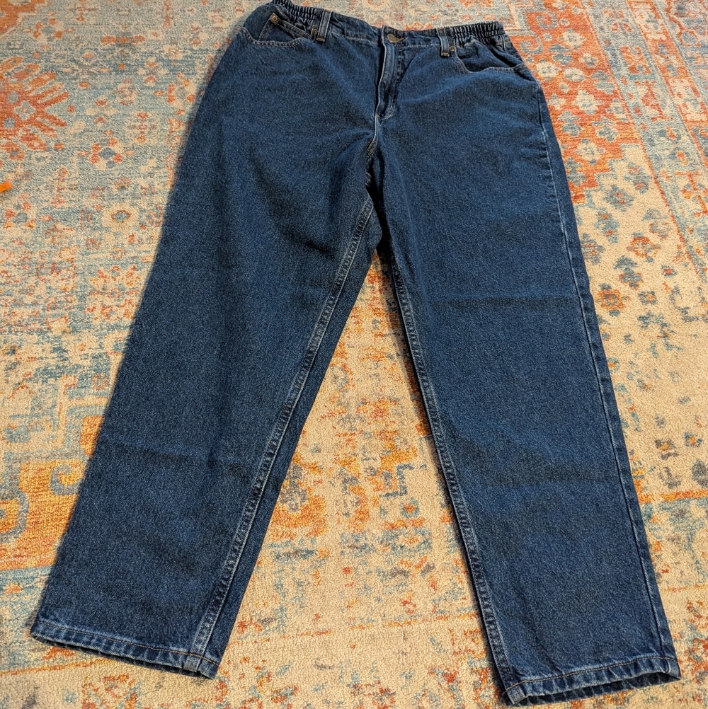 L.L. Bean Double L Jeans Comfort Waist Women's 16 Petite Straight Blue Denim 197